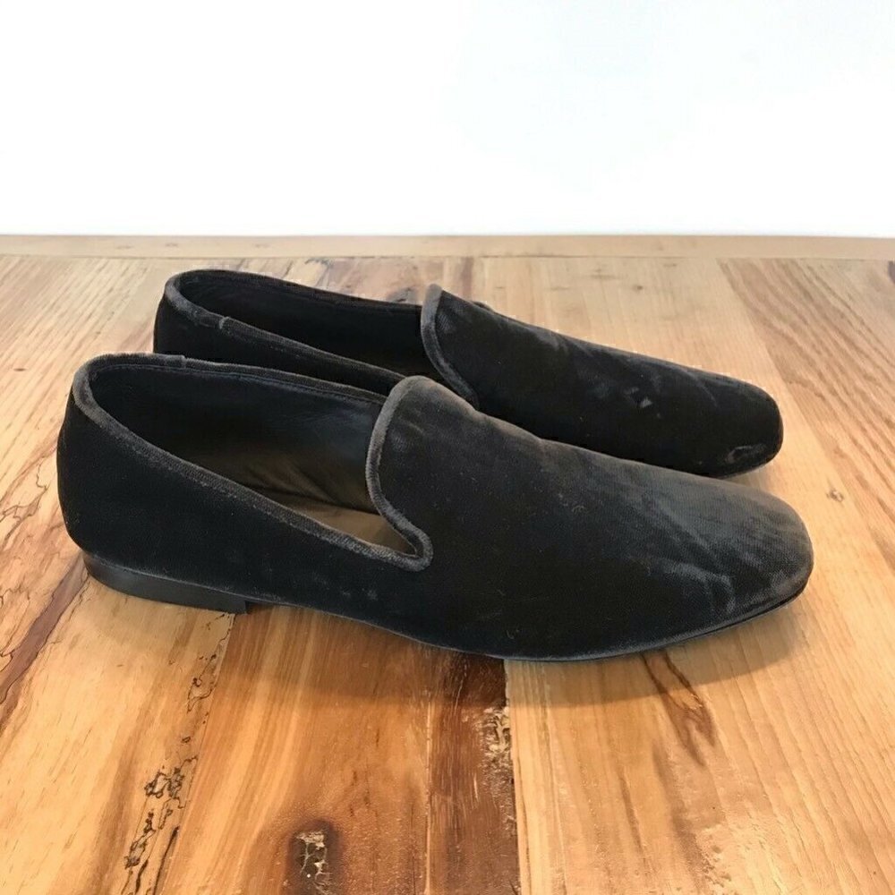 Vince Bray Smoking Shoes Loafers Gray Velvet 5.5